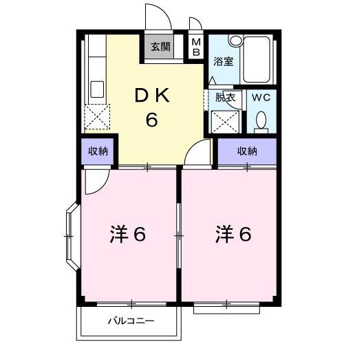 エルディムJM(2DK/1階)の間取り写真