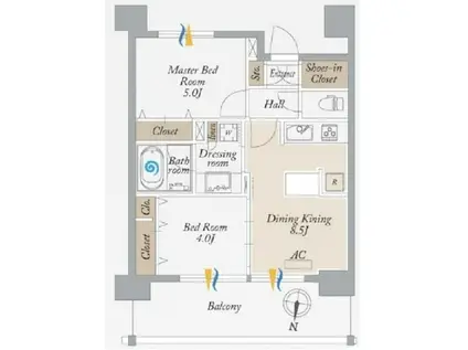 オーキッドレジデンス森下(2DK/10階)の間取り写真