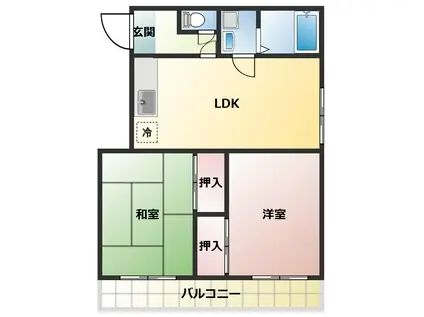 ホワイトヴィラ杉(2LDK/3階)の間取り写真