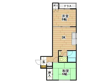新栄ホームズB(2DK/1階)の間取り写真