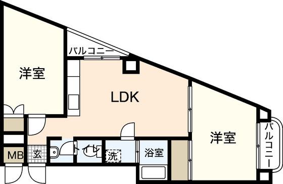 日経舟入南(2LDK/4階)の間取り写真