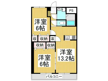 メゾン殿岡21(2LDK/2階)の間取り写真