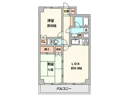 グレイス清水ヶ丘公園(2LDK/5階)の間取り写真