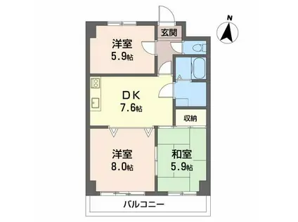 エレナ和歌浦(3DK/2階)の間取り写真