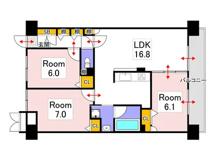 フィール野田公園(3LDK/13階)の間取り写真