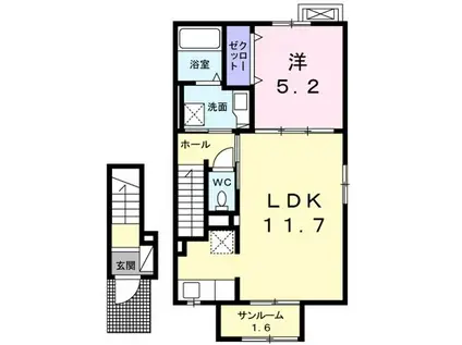 シャルマンIV(1LDK/2階)の間取り写真
