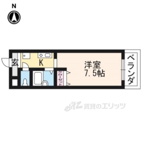 ホワイトハイム北荒見(1K/1階)の間取り写真