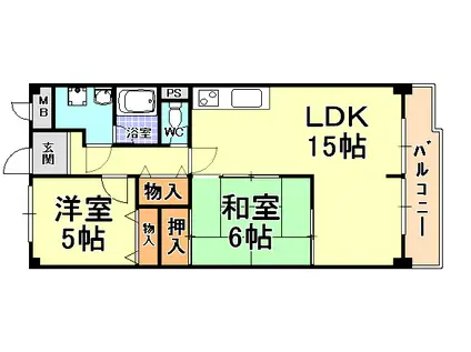 芦屋三木マンション(2LDK/3階)の間取り写真