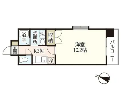 グランヴェルジェ中須I(1K/2階)の間取り写真