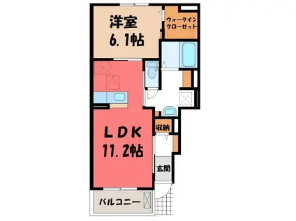 イトーピア(1LDK/1階)の間取り写真