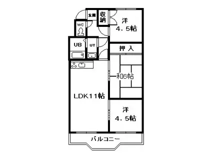ホワイトコーポラス(3LDK/4階)の間取り写真