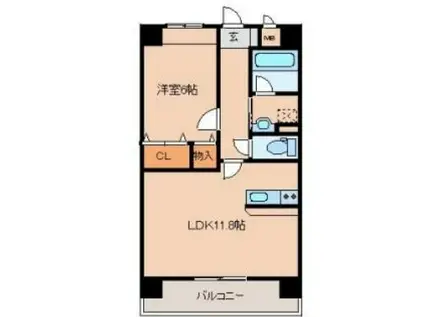 イルプリモ上津(1LDK/2階)の間取り写真