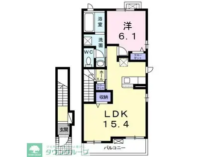 ドリームII(1LDK/2階)の間取り写真
