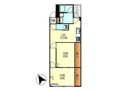 シティライフビル(2DK/2階)の間取り写真