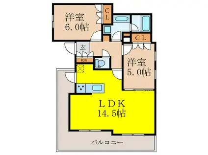 ヴァンデュール新大阪CITYLIFE(2LDK/10階)の間取り写真