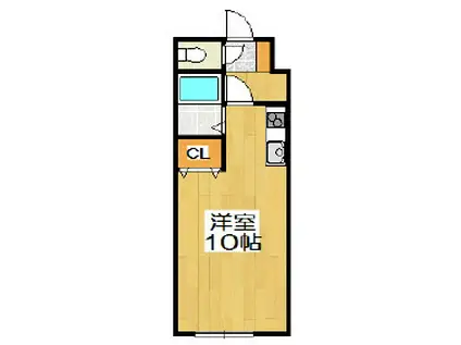 オークヴィラ(ワンルーム/1階)の間取り写真