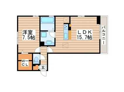 ボヌールIII(1LDK/1階)の間取り写真