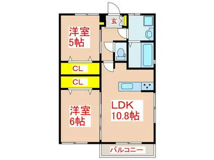 CREA STYLE B(2LDK/1階)の間取り写真