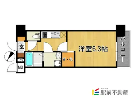 エンクレスト天神MERSII(1K/2階)の間取り写真