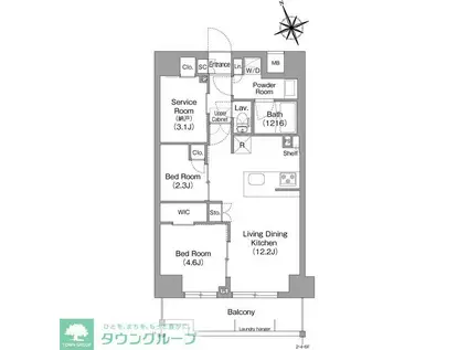コンフォリア東葛西(2SLDK/6階)の間取り写真
