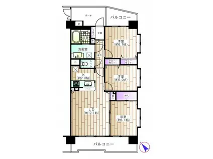 レーベングランヒルズ朝霞台(3LDK/7階)の間取り写真