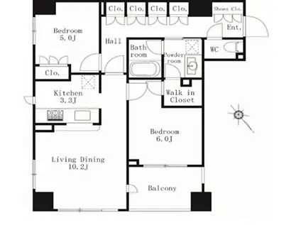 ファミールアクアージュ(2LDK/3階)の間取り写真