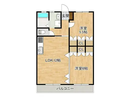 ロビンソンハイツAB(2LDK/2階)の間取り写真