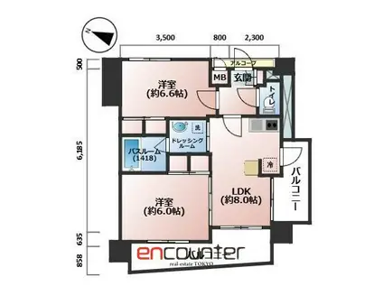 エステムプラザ飯田橋タワーレジデンス(2LDK/14階)の間取り写真