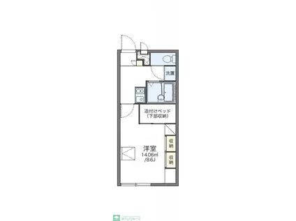 レオパレスボヌール成田(1K/2階)の間取り写真