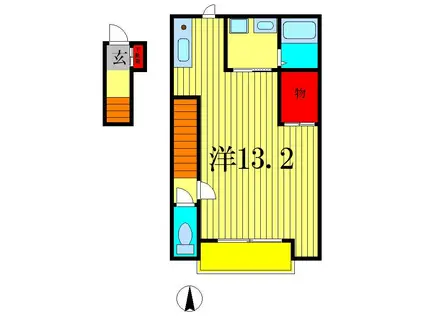 ウインドミル(ワンルーム/2階)の間取り写真