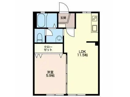グリーン曙(1LDK/1階)の間取り写真