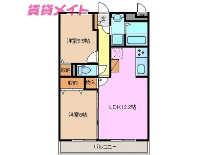 アステール長太ノ浦(2LDK/1階)の間取り写真