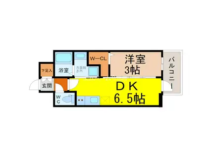 エステムコート名古屋鶴舞IIレアーヴ(1DK/14階)の間取り写真