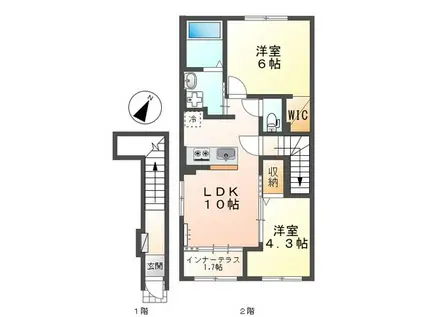 スターテラスII瀬戸(2LDK/2階)の間取り写真