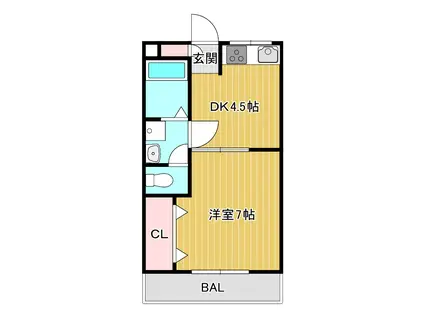 シティハイツヤマフジ(1DK/2階)の間取り写真