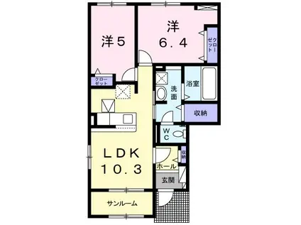 カルテット III(2LDK/1階)の間取り写真