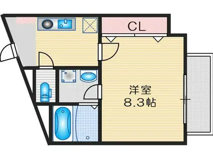 シャルム千里山東(1K/1階)の間取り写真