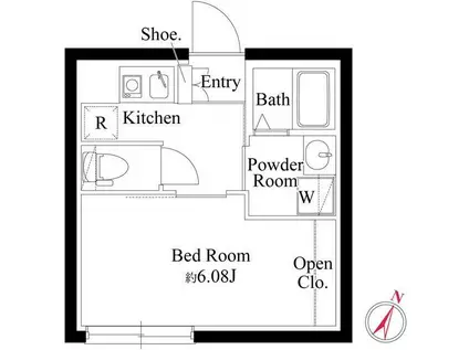 オプション坂下(1K/2階)の間取り写真