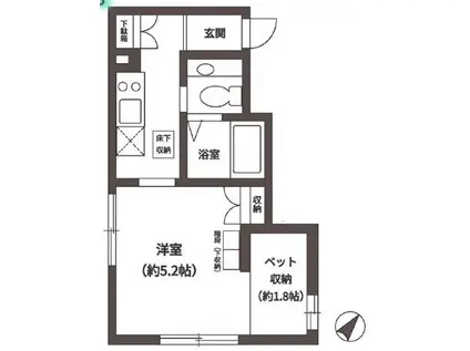 サンタフェ北新宿(1K/1階)の間取り写真
