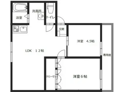 ラトゥール広畑(2LDK/2階)の間取り写真