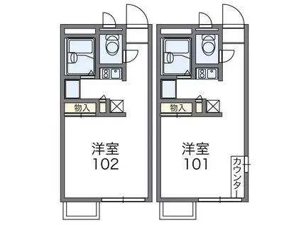レオパレス上津台(1K/1階)の間取り写真