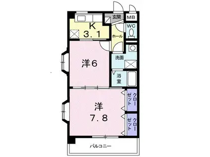 デスパシオA(2K/1階)の間取り写真