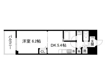 ベラジオ四条烏丸II(1DK/6階)の間取り写真