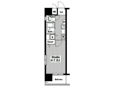 ガラ・ステージ茗荷谷(1K/3階)の間取り写真