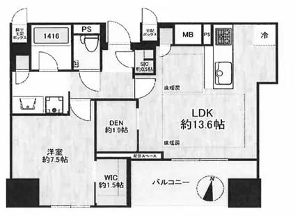 ザ・パークハウス大阪梅田タワー(1SLDK/17階)の間取り写真