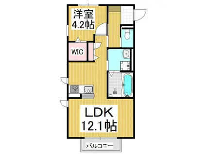 ウィステリア(1LDK/2階)の間取り写真