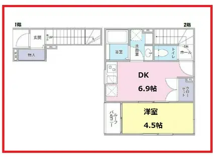 レギュム アイユ グレス(1DK/2階)の間取り写真