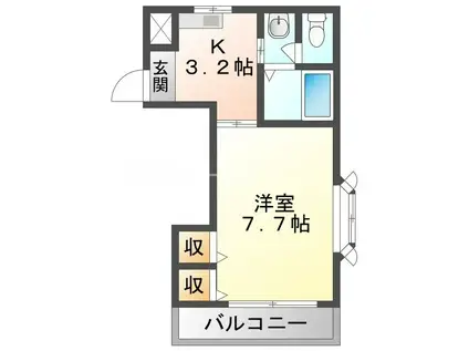 ファミーユイシハラ(1K/3階)の間取り写真