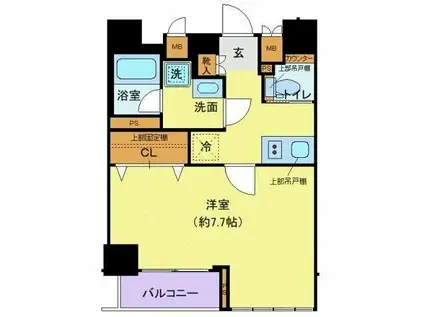 ディアレイシャス市谷薬王寺(1K/7階)の間取り写真