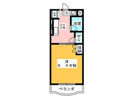 マンションフレサ(1DK/2階)の間取り写真
